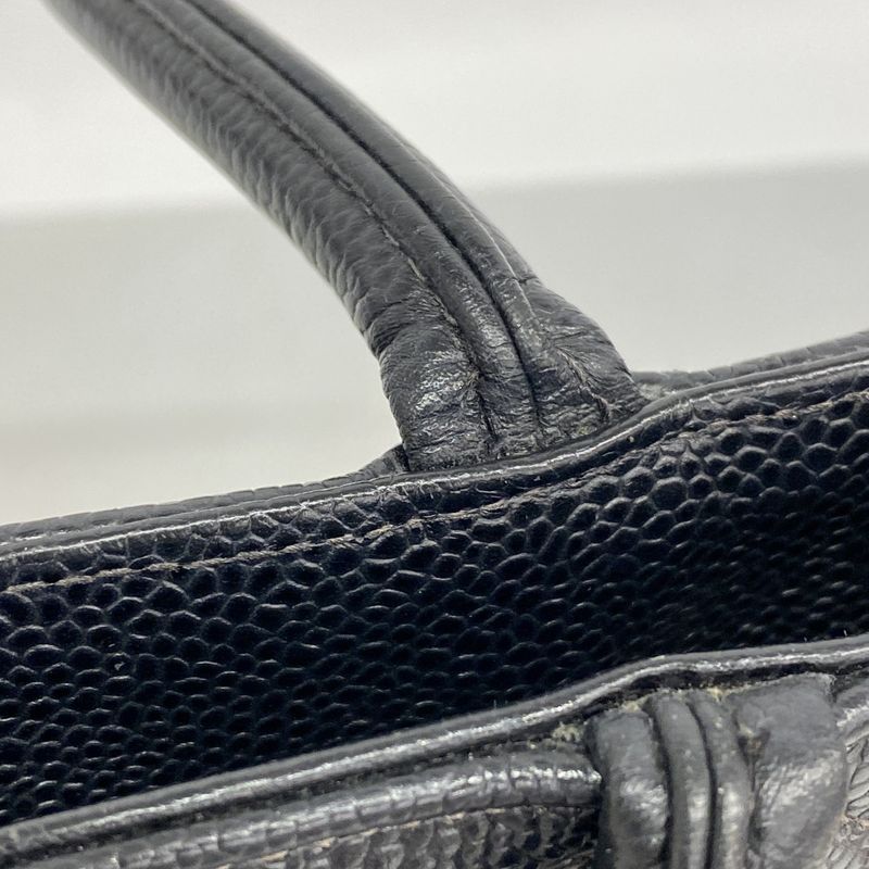 Chanel Tote Medallion Caviar Leather Black Silver