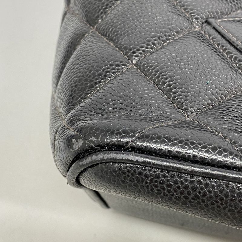 Chanel Tote Medallion Caviar Leather Black Silver