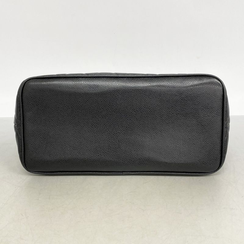 Chanel Tote Medallion Caviar Leather Black Silver