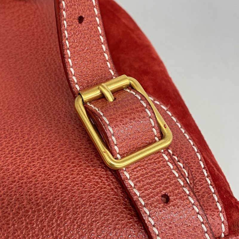 Gucci Backpack Bamboo 003 Suede Red Gold