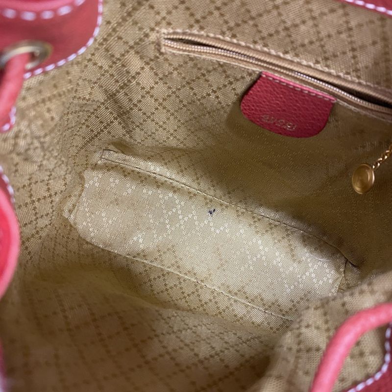 Gucci Backpack Bamboo 003 Suede Red Gold