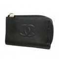 Chanel Coin Case Caviar Leather Black Silver