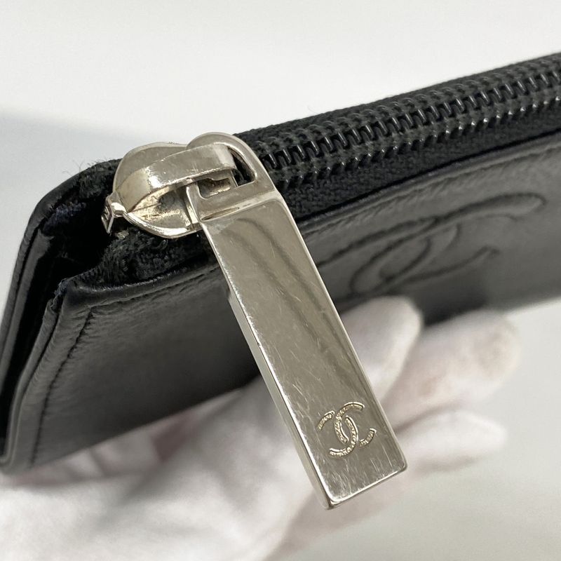 Chanel Coin Case Caviar Leather Black Silver