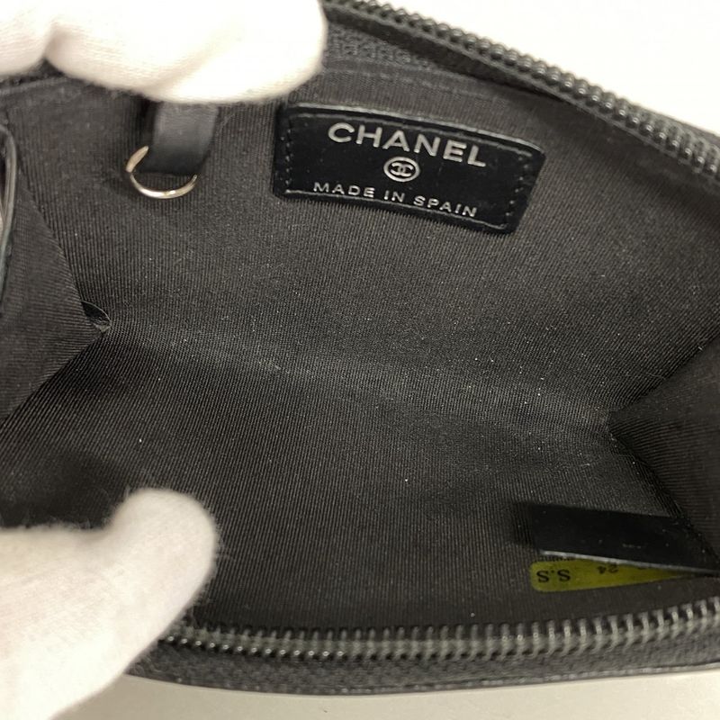 Chanel Coin Case Caviar Leather Black Silver