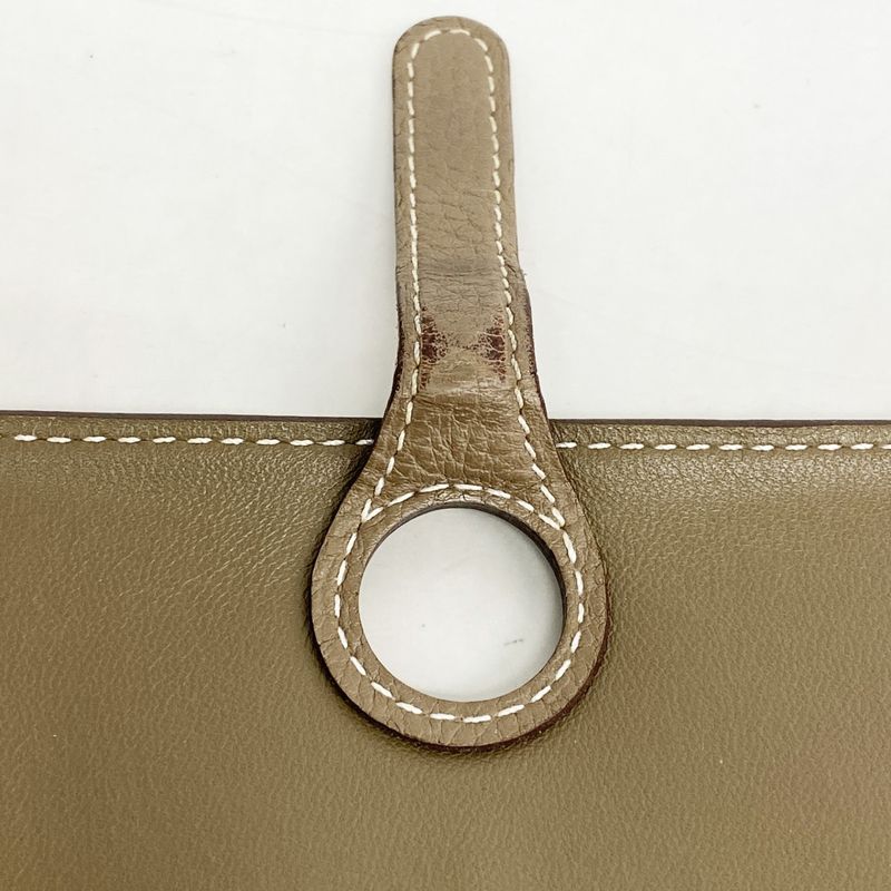 Hermes Wallet Dogon GM Togo Etoupe Silver T-engraved