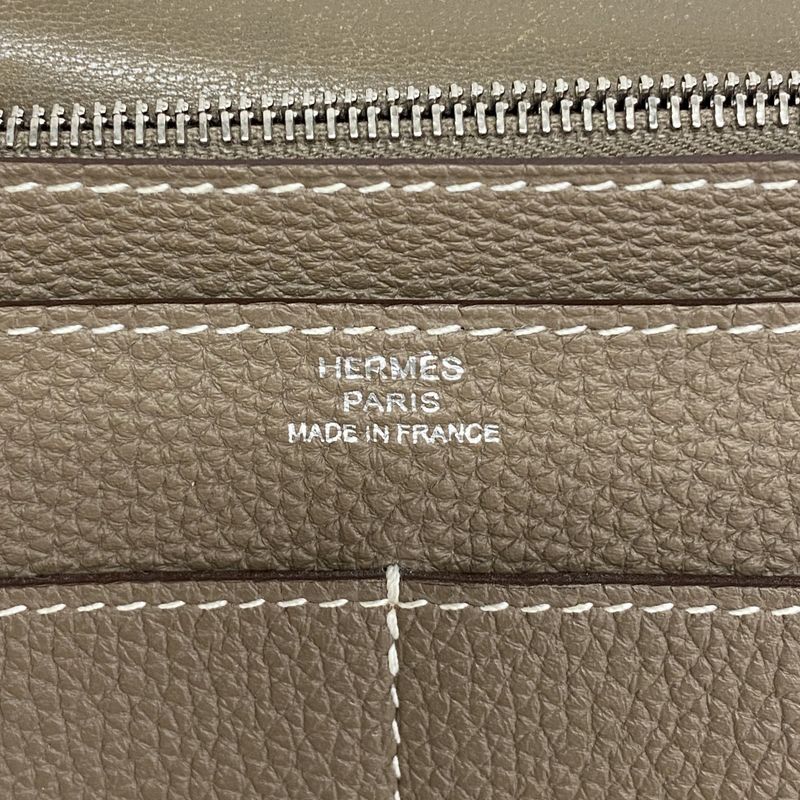 Hermes Wallet Dogon GM Togo Etoupe Silver T-engraved