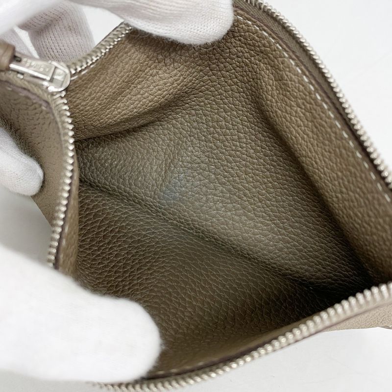 Hermes Wallet Dogon GM Togo Etoupe Silver T-engraved