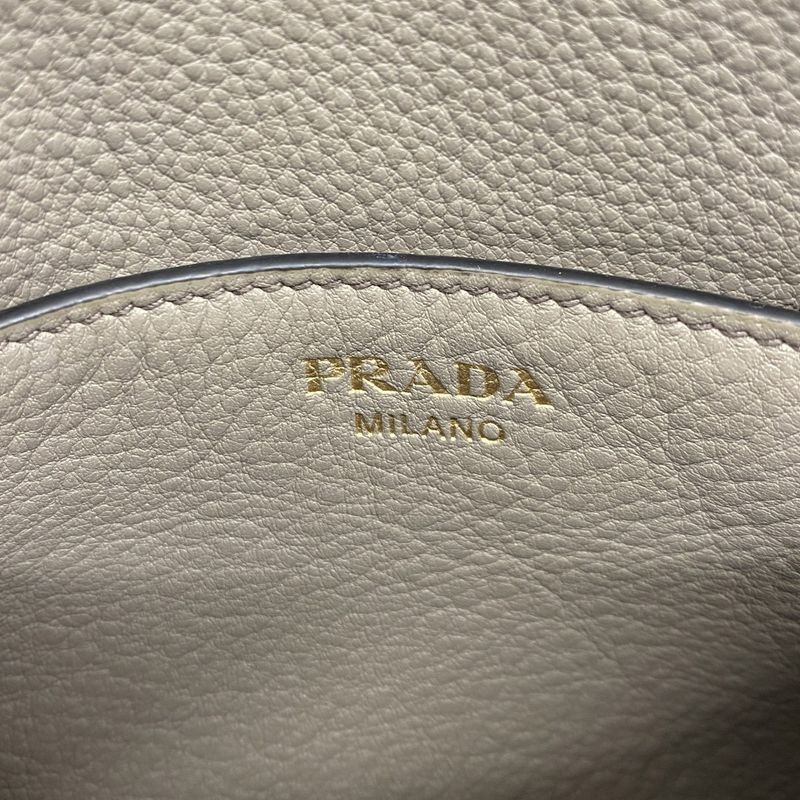 Prada Shoulder Bag Leather Grey Gold Greige