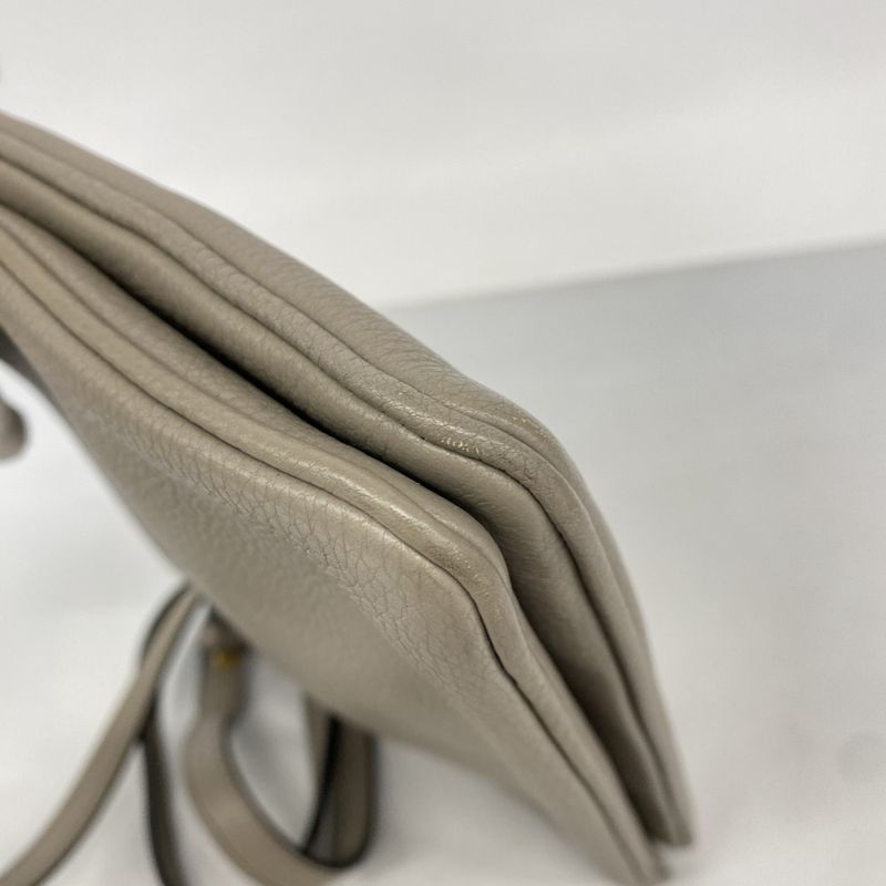 Prada Shoulder Bag Leather Grey Gold Greige