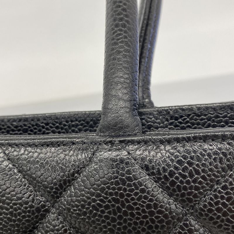 Chanel Tote Medallion Caviar Leather Black Gold