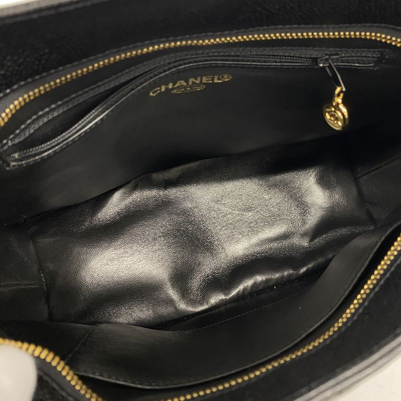 Chanel Tote Medallion Caviar Leather Black Gold