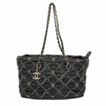 Chanel Shoulder Bag Paris Visance Nylon Black Silver