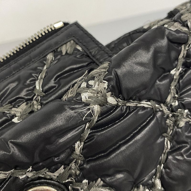Chanel Shoulder Bag Paris Visance Nylon Black Silver