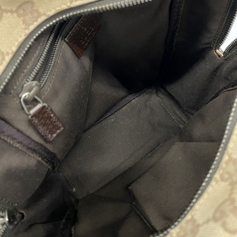 Gucci Shoulder Bag GG Canvas Brown Silver