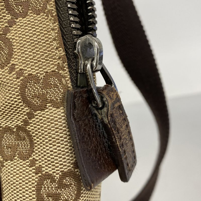 Gucci Shoulder Bag GG Canvas Brown Silver