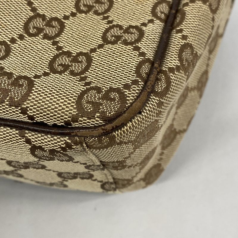 Gucci Shoulder Bag GG Canvas Brown Silver