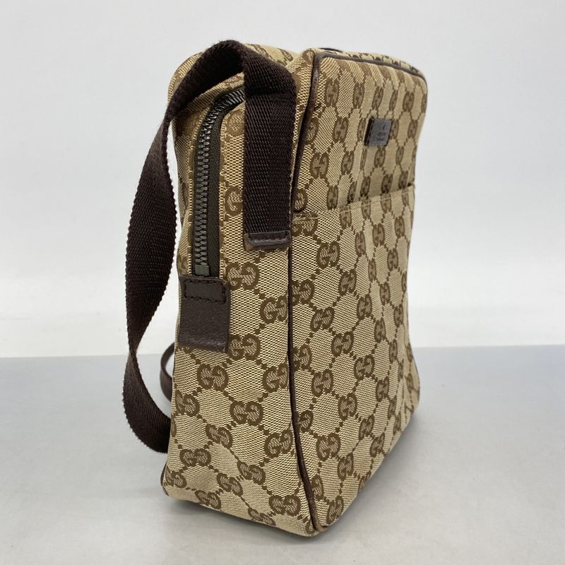 Gucci Shoulder Bag GG Canvas Brown Silver