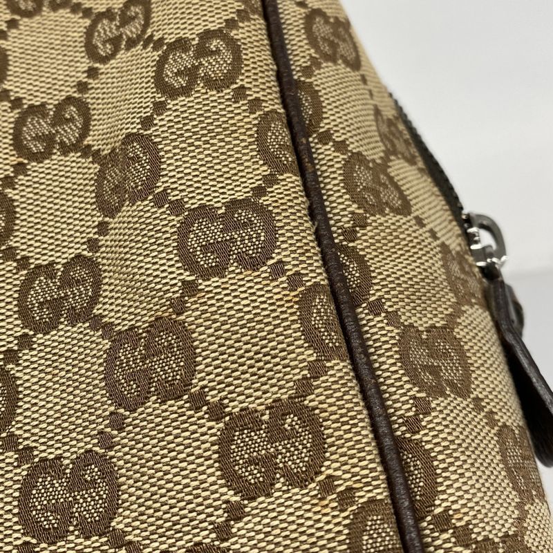 Gucci Shoulder Bag GG Canvas Brown Silver
