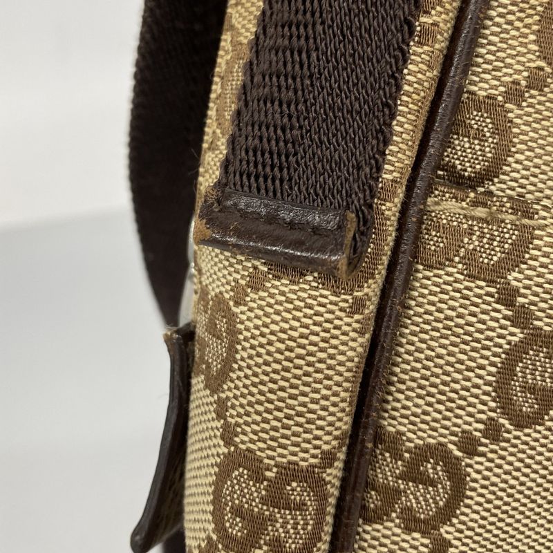 Gucci Shoulder Bag GG Canvas Brown Silver