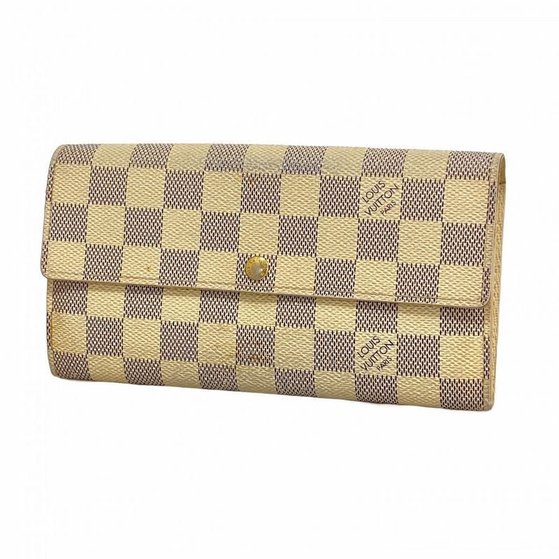Louis Vuitton Wallet Damier Azur Portefeuille Sarah White