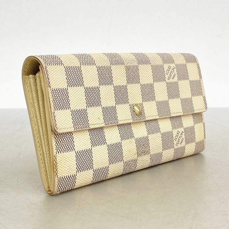 Louis Vuitton Wallet Damier Azur Portefeuille Sarah White