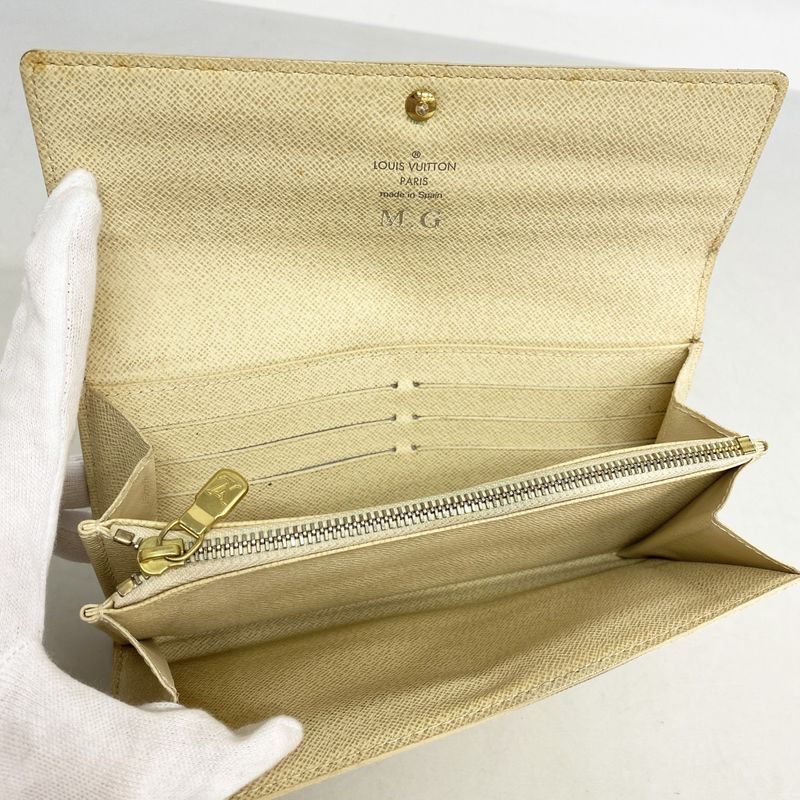 Louis Vuitton Wallet Damier Azur Portefeuille Sarah White