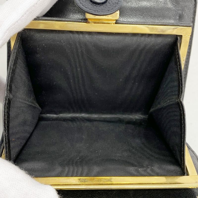 Chanel Wallet Caviar Leather Black Gold