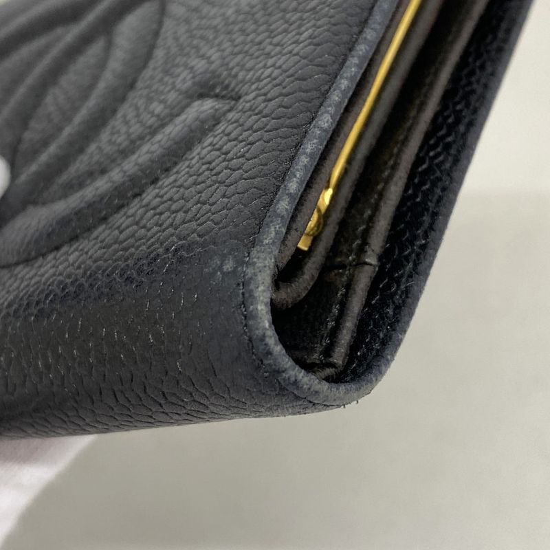 Chanel Wallet Caviar Leather Black Gold