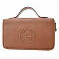 Gucci Wallet Interlocking Leather Brown Gold