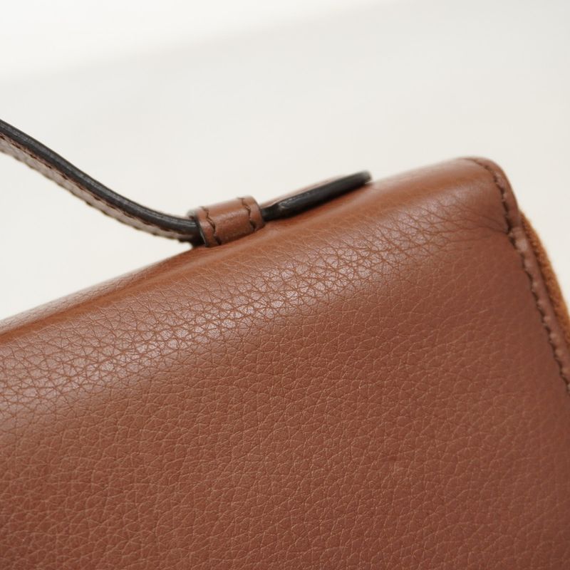 Gucci Wallet Interlocking Leather Brown Gold