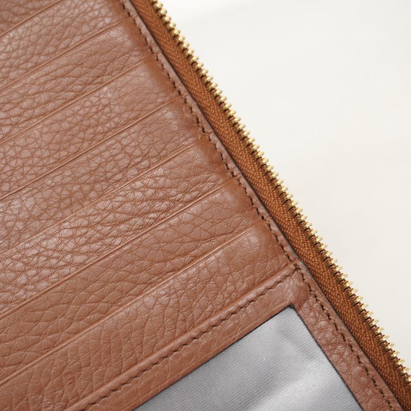 Gucci Wallet Interlocking Leather Brown Gold