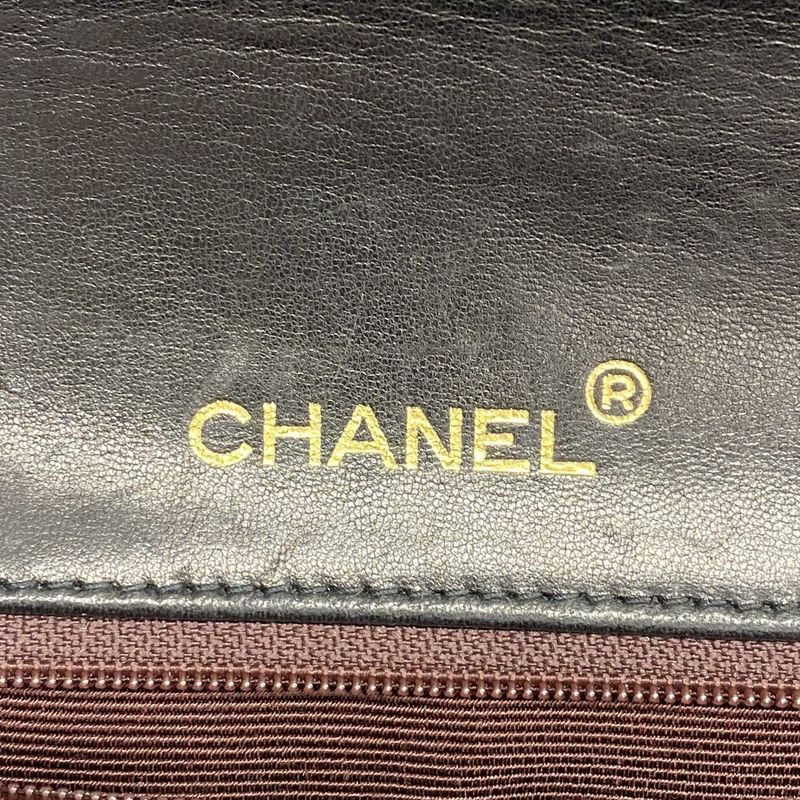 Chanel Shoulder Bag Quilted Lambskin Black Silver