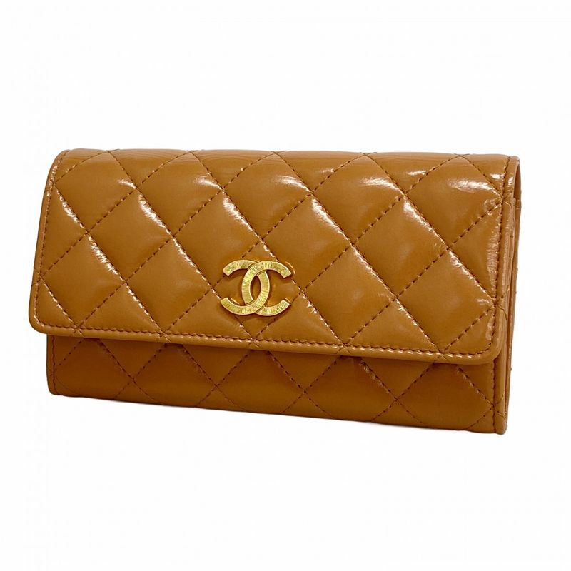 Chanel Wallet Quilted Calfskin Pink Beige Gold