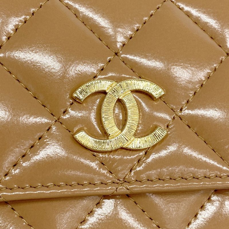 Chanel Wallet Quilted Calfskin Pink Beige Gold