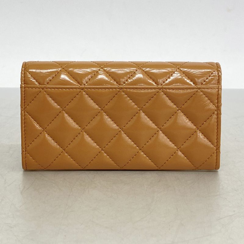 Chanel Wallet Quilted Calfskin Pink Beige Gold