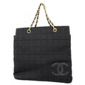 Chanel Chain Chocobar Cotton Black Gold Tote