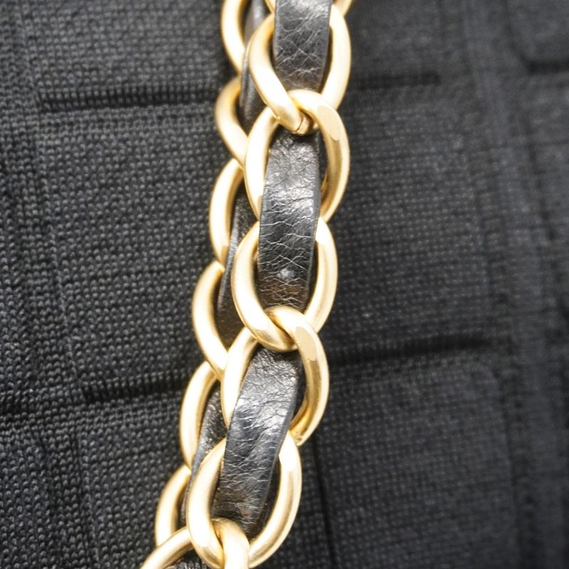 Chanel Chain Chocobar Cotton Black Gold Tote