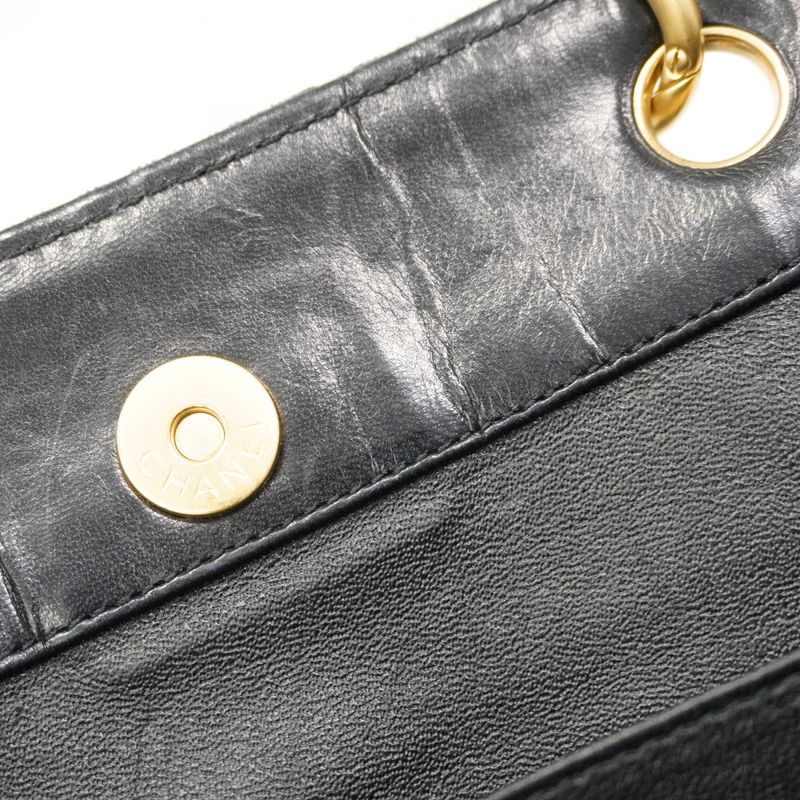 Chanel Chain Chocobar Cotton Black Gold Tote