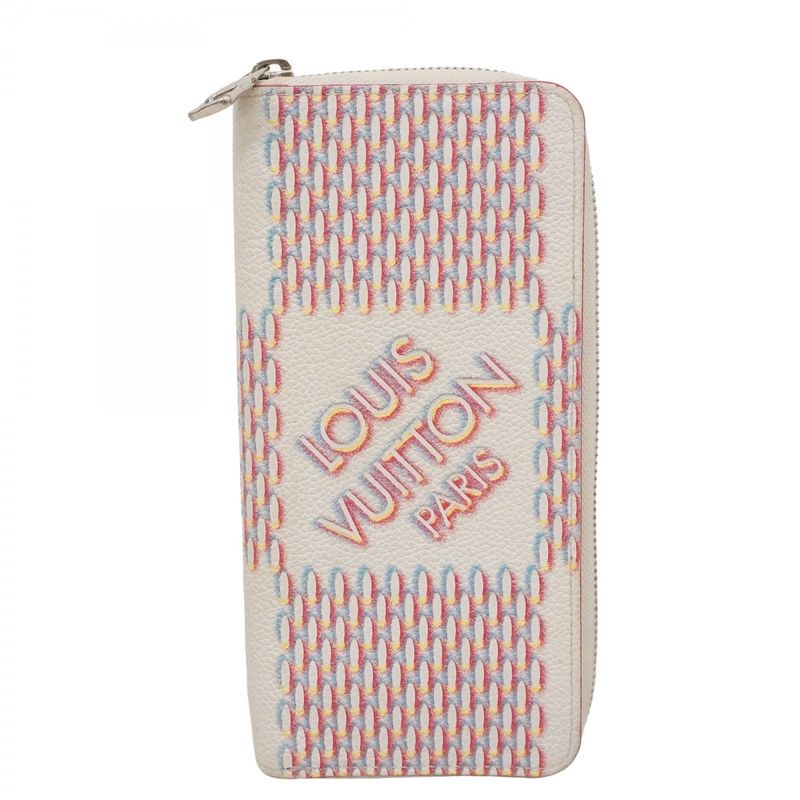 Louis Vuitton Wallet Damier Spray Zippy Vertical White Men's