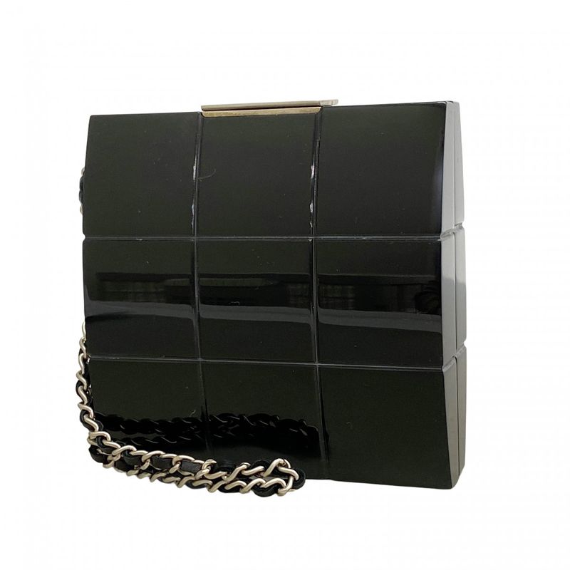 Chanel Clutch Choco Bar Plastic Black Silver
