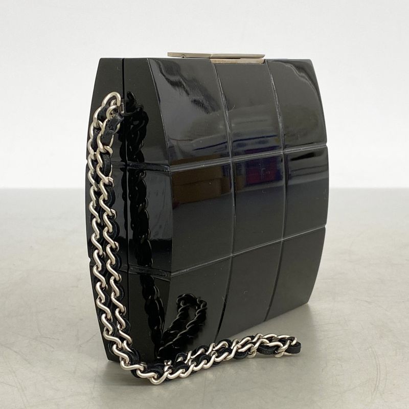 Chanel Clutch Choco Bar Plastic Black Silver