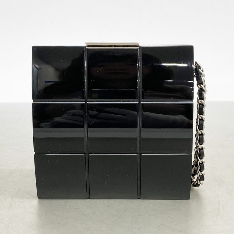 Chanel Clutch Choco Bar Plastic Black Silver