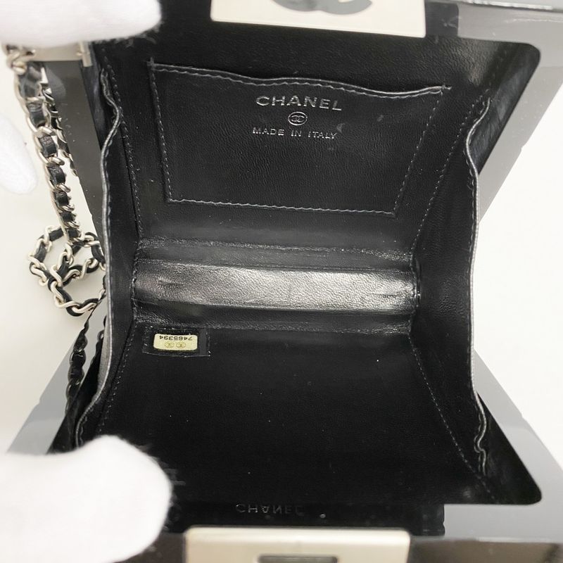Chanel Clutch Choco Bar Plastic Black Silver