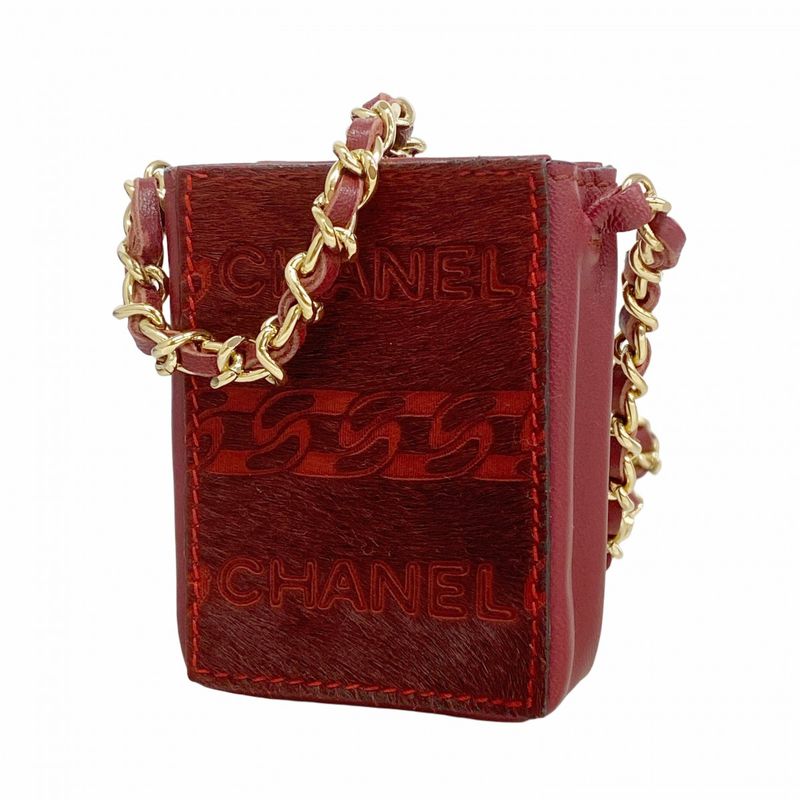 Chanel Cigarette Case Calf Hair Red Champagne Gold Shoulder Bag