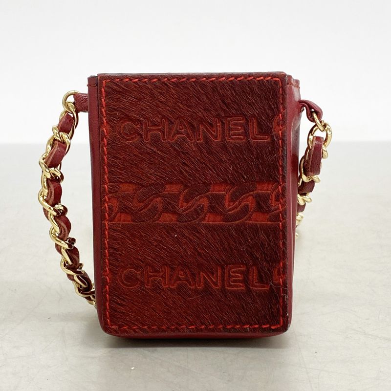Chanel Cigarette Case Calf Hair Red Champagne Gold Shoulder Bag