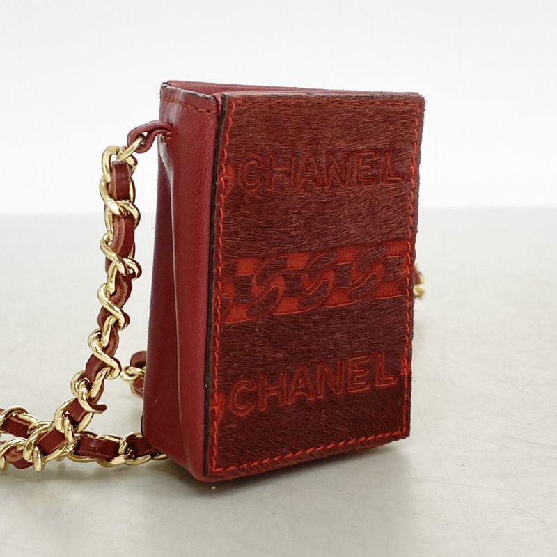 Chanel Cigarette Case Calf Hair Red Champagne Gold Shoulder Bag
