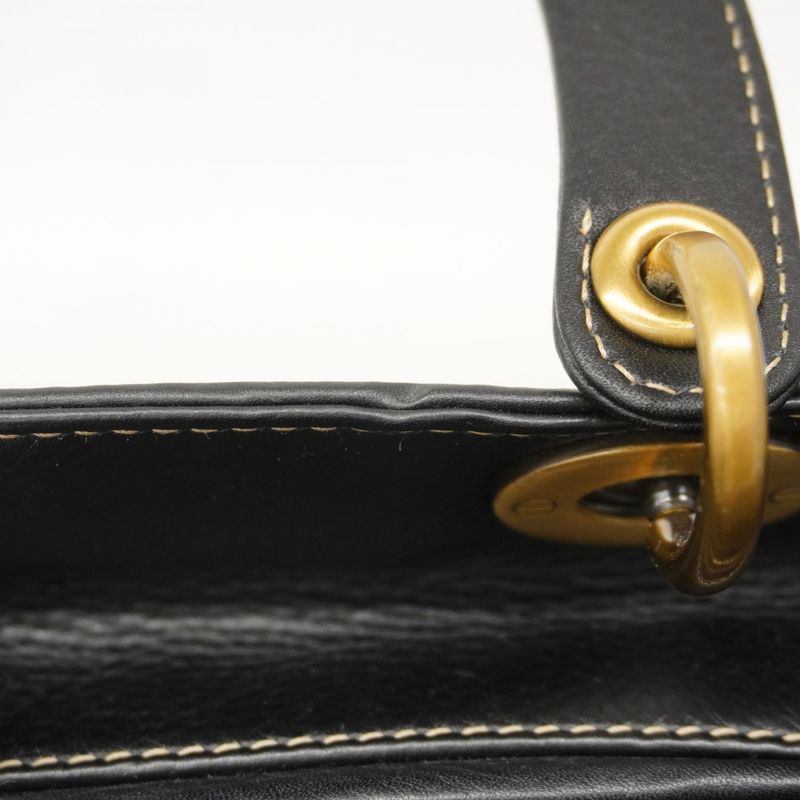 Dior Handbag Leather Black Gold 2-Way Bag