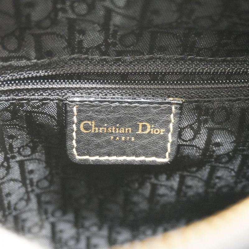 Dior Handbag Leather Black Gold 2-Way Bag