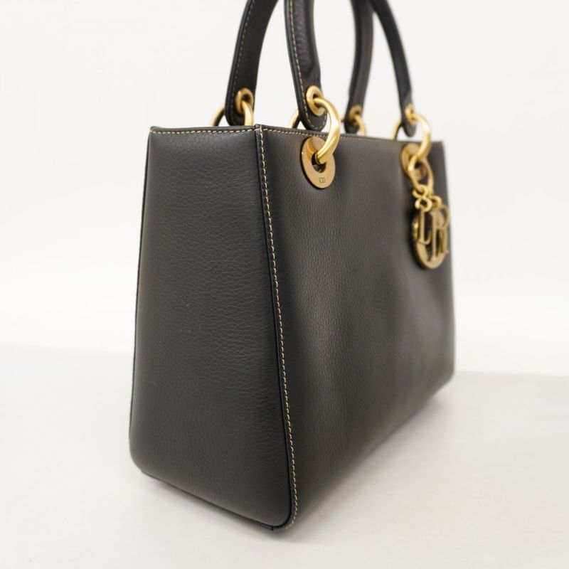 Dior Handbag Leather Black Gold 2-Way Bag