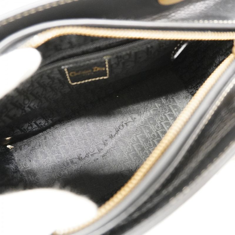 Dior Handbag Leather Black Gold 2-Way Bag